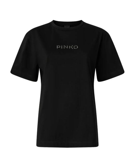 Pinko Black Limousine Strass Cotton T-Shirt