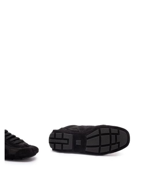 Prada Black Panelled Lace-Up Sneakers