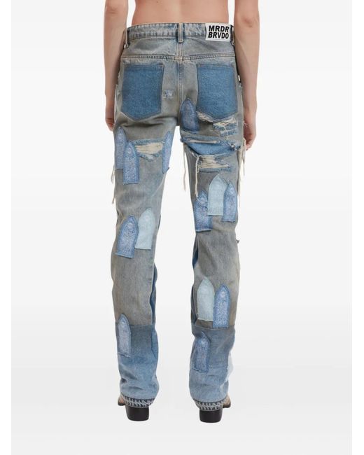 Who Decides War Blue Patched Arch Jeans for men