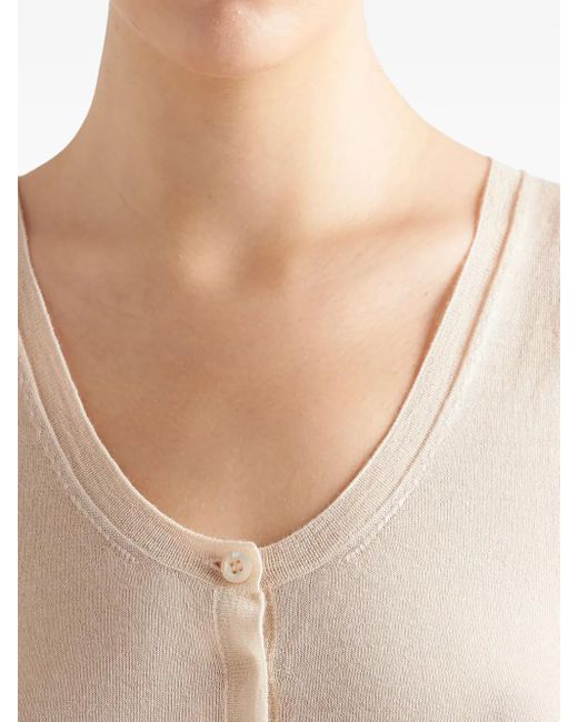 Prada Natural Buttoned Cashmere Tank Top