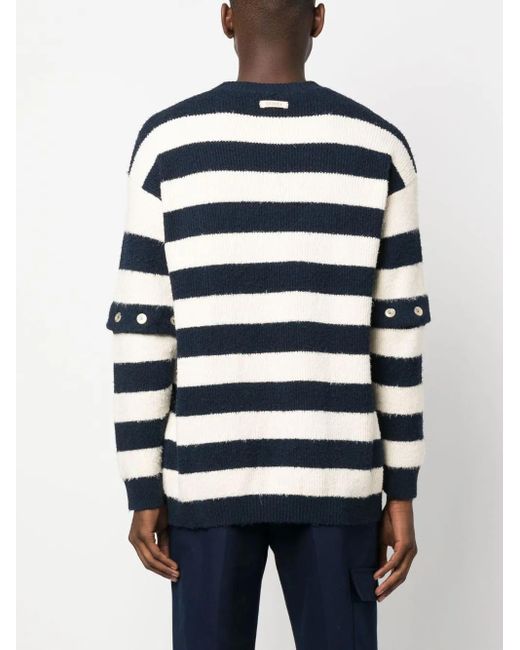 Gucci Blue Striped Knit Cotton Jumper for men