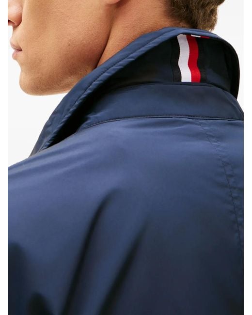 Tommy Hilfiger Blue Concealed-Fastening Collared Coat for men