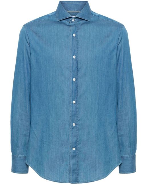 Brunello Cucinelli Katoenen Overhemd in het Blue voor heren