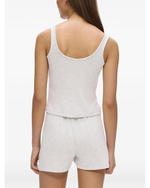 Karl Lagerfeld White Logo-Embroidered Lounge Shorts