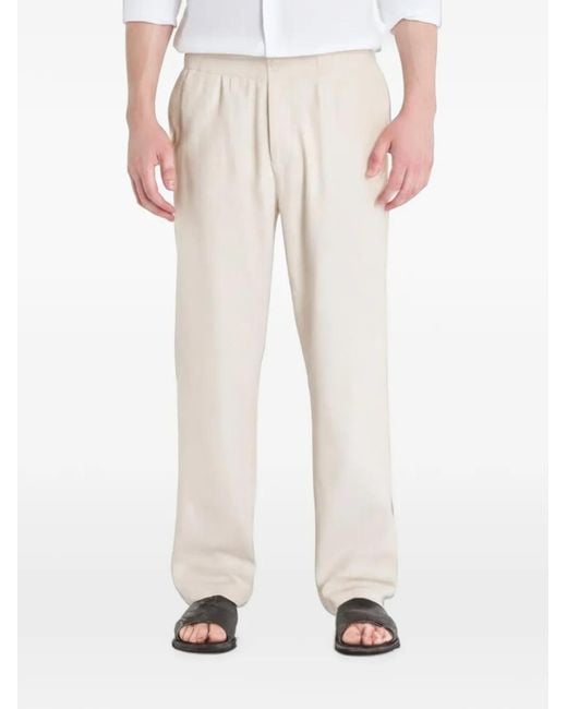Calvin Klein Natural Straight-Leg Linen Trousers for men