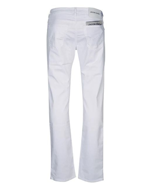 Jacob Cohen White Bard Logo-Patch Trousers for men