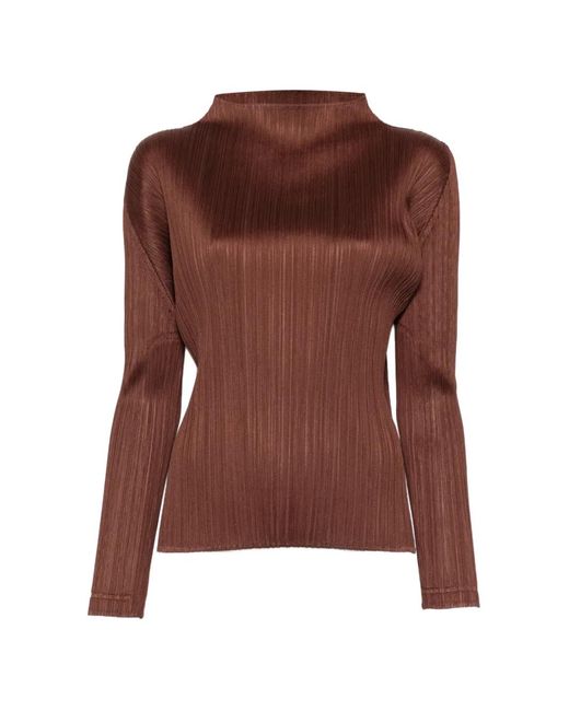 Pleats Please Issey Miyake Brown Pleated Top