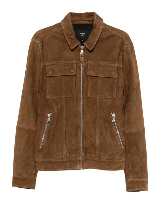 Chaqueta Con Cremallera Superdry de hombre de color Brown