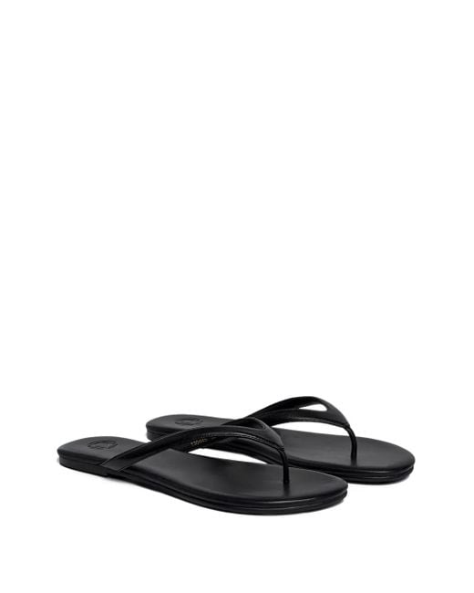 12 STOREEZ Black Leather Flip-Flops