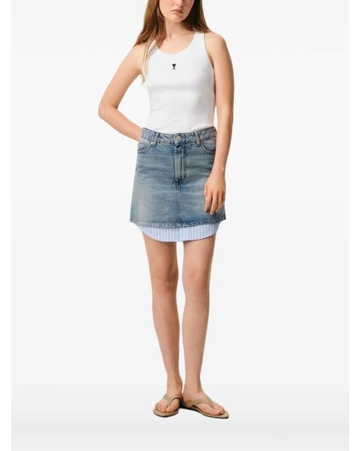 AMI Blue Cotton Ami De Coeur Tank Top