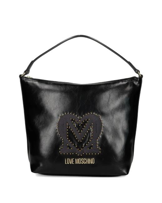 Borsa A Spalla Con Placca Logo E Borchie di Love Moschino in Black