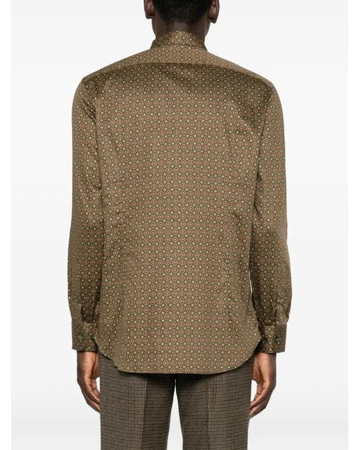 Etro Natural Geometric-Print Long-Sleeve Shirt for men