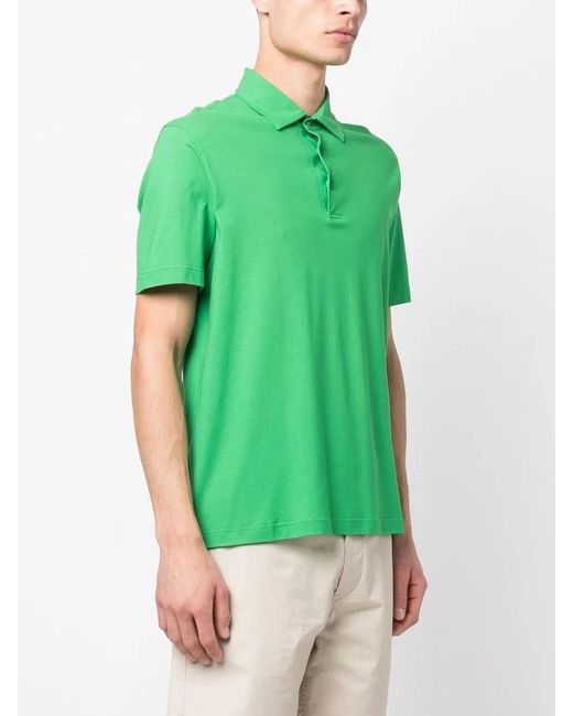 Herno Green Button-Placket Polo Shirt for men
