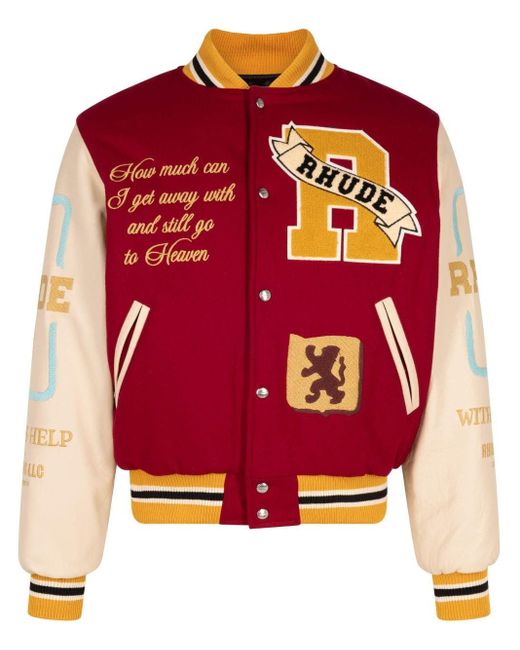 Rhude Red Le Valley Varsity Jacket for men