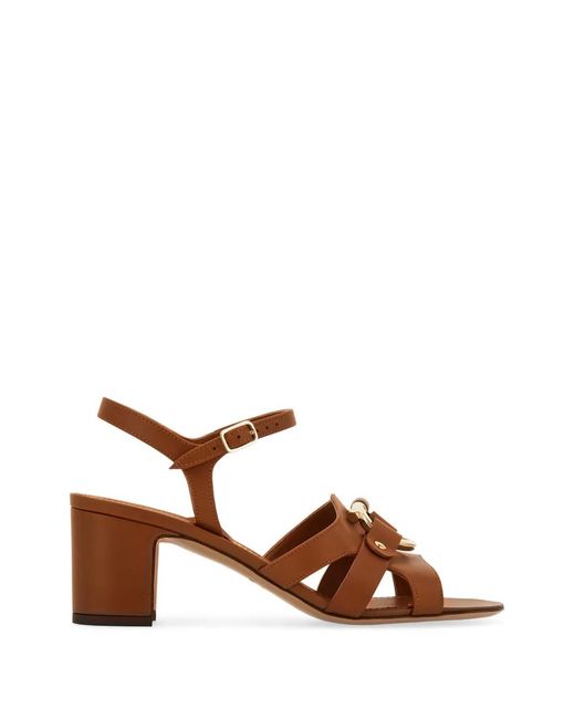 Ferragamo Brown Gancini Ornament Sandals