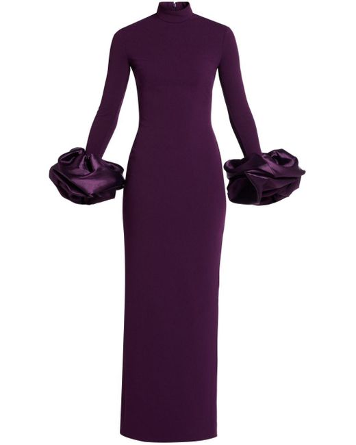 Viviana Crystal Cuffs Evening Dress in Black
