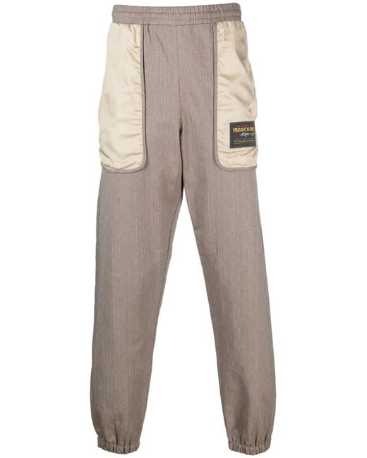 Moschino Natural Logo-Patch Panelled Track Pants for men