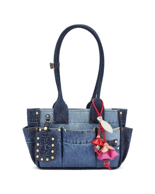 Ganni Blue Small Pocket Studded Shoulder Bag
