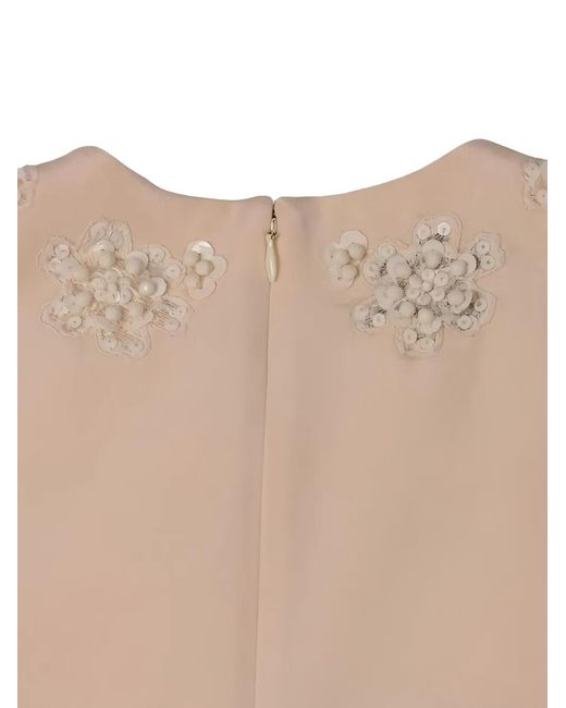 Valentino Garavani Natural Sequin-Embellished Floral-Appliqué Dress