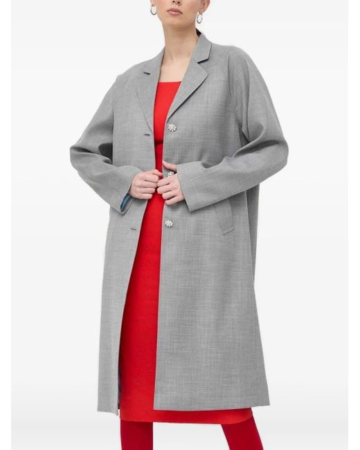 Custommade• Red Crystal-Button Belted Coat