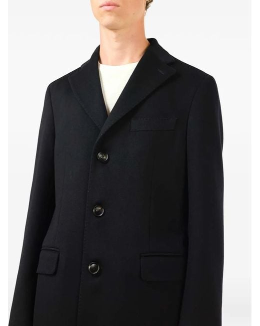 Al Duca D'aosta Blue Single-Breasted Cashmere Coat for men
