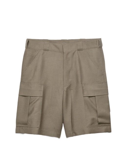 Prada Gray Mohair And Wool Bermudas for men