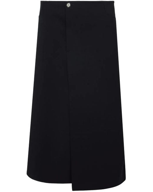 Proenza Schouler Asymmetric Twill Wrap Skirt Black