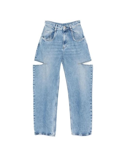 MM6 by Maison Margiela Blue Cut-Out Wide-Leg Jeans