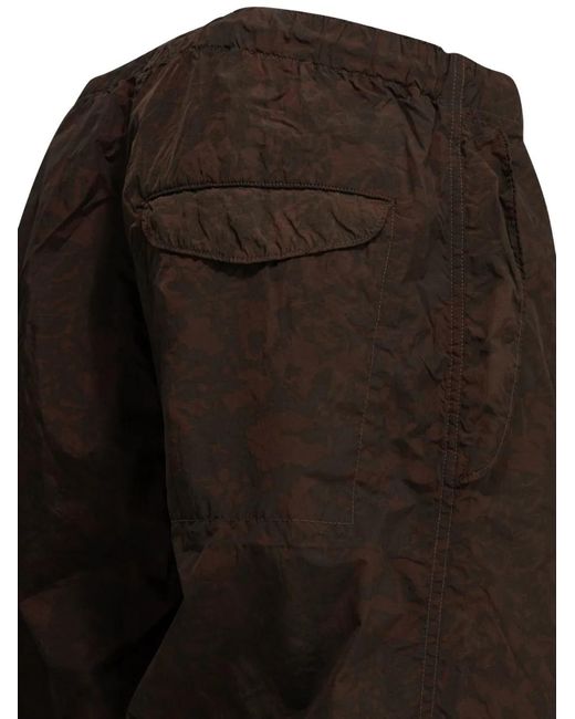 Beams Plus Brown Floral-Print Drawstring Trousers for men