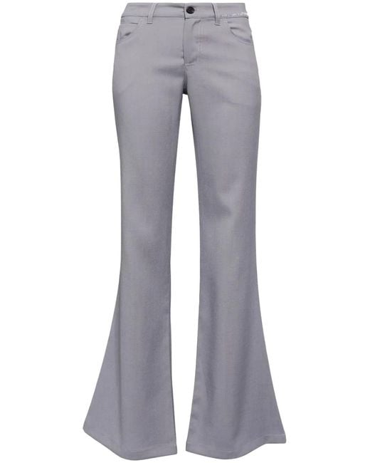 Marni Gray Mid-Rise Flared Wool Pants