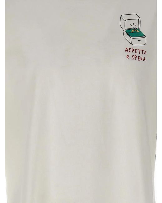 Mc2 Saint Barth White Aspetta Spera-Embroidered Cotton T-Shirt for men