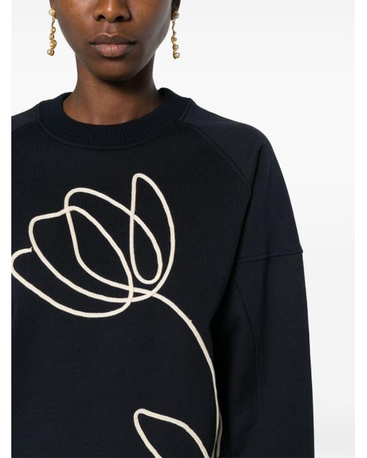 Claudie Pierlot Black Floral-appliqué Sweatshirt