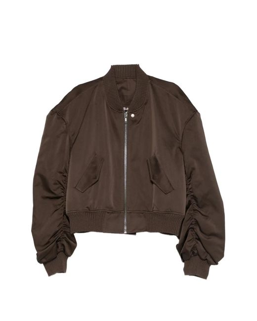 Rick Owens Brown Ruched Flight Bomber Jacket for men