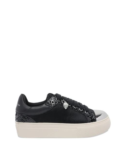 Kurt Geiger Black Lana Crocodile-Effect Sneakers