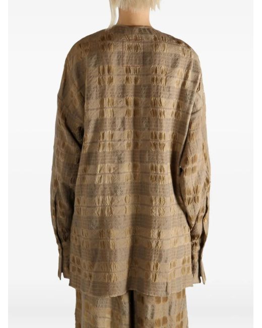Uma Wang Brown Draped Checked Top