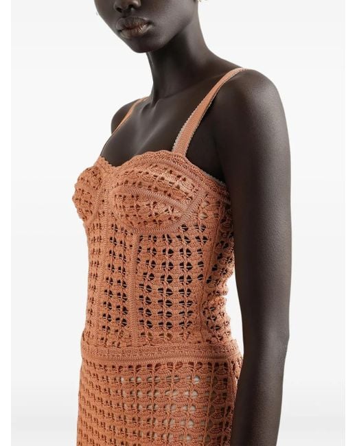 Dolce & Gabbana Brown Crochet-Knit Top