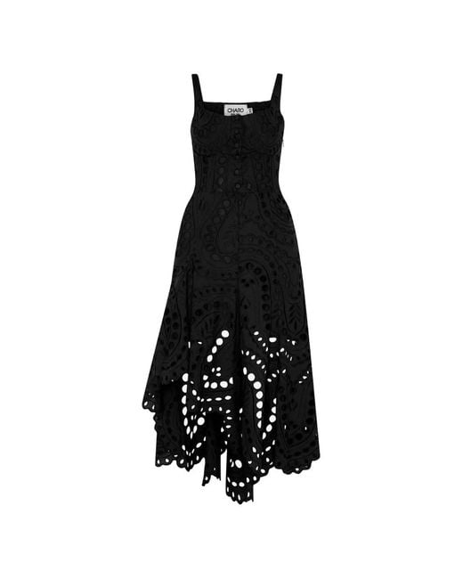 Charo Ruiz Black Ayla Broderie-Anglaise Asymmetric Dress