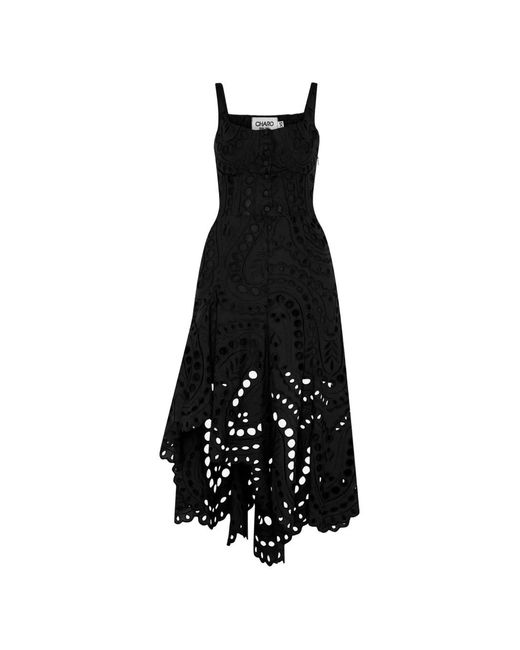 Charo Ruiz Black Ayla Broderie-Anglaise Asymmetric Dress