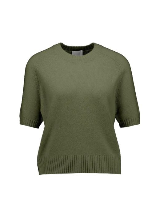 Allude Green Short-Sleeve Crew-Neck Top