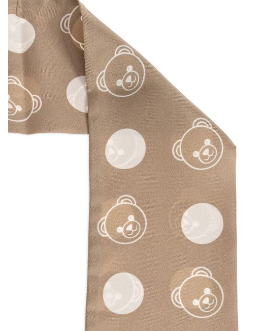 Moschino Natural Teddy Bear Silk Scarf