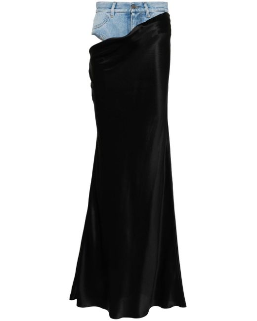 SEEN USERS Black Musa Satin Maxi Skirt