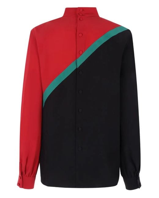 Gucci ハイネック パネル ブラウス Red