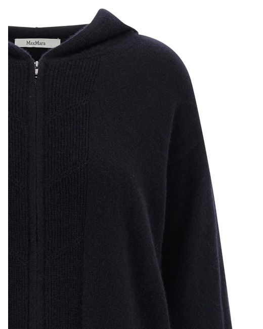 Max Mara Blue Zip Cashmere Hoodie