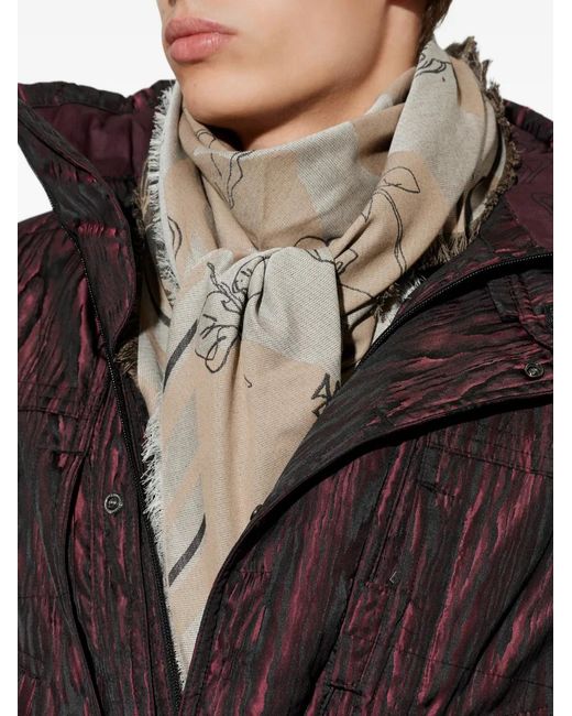 Vivienne Westwood Natural Orb-Print Frayed Scarf