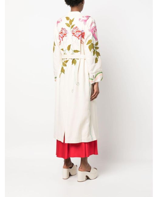 Forte Forte White Embroidery Wool Twill Coat