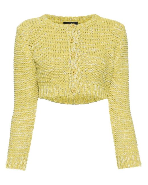 Two-tone cropped cotton cardigan di Fabiana Filippi in Yellow