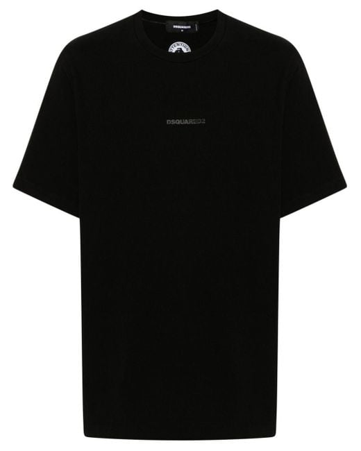 DSquared² Black Rubberised-logo Cotton T-shirt for men