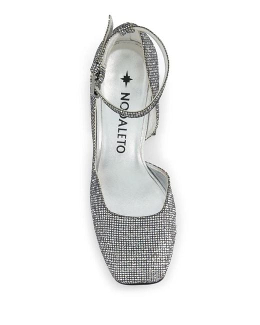 NODALETO White Square-Toe Block-Heel Pumps