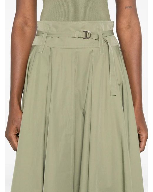 Maje Green Belted A-Line Midi Skirt