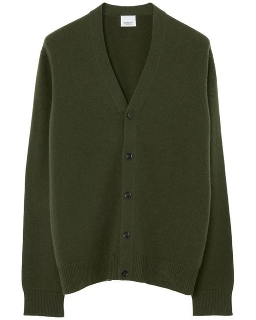 Burberry Green Ekd-Motif Cashmere Cardigan for men
